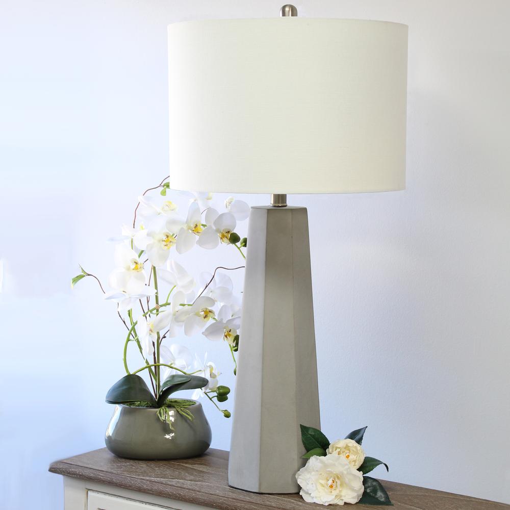 Elegant Designs Concrete Table Lamp with Fabric Shade. Picture 3