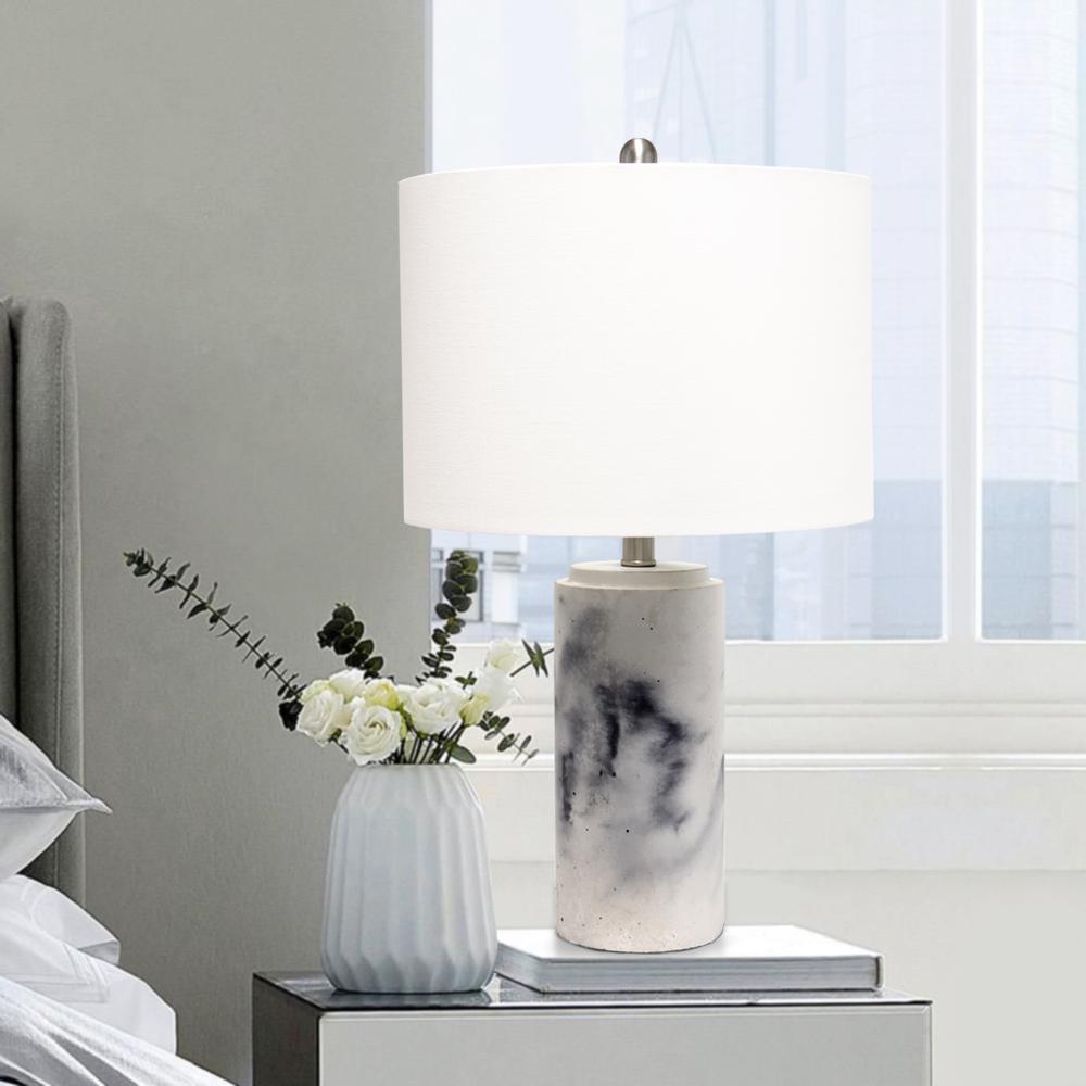 Elegant Designs Marble Table Lamp with Fabric Shade. Picture 4