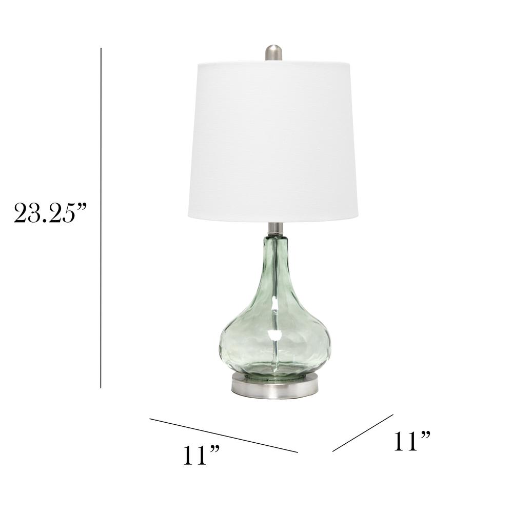 23.25" Modern Dimpled Glass Endtable Table Lamp, White Fabric, Green/Gray Sage. Picture 4