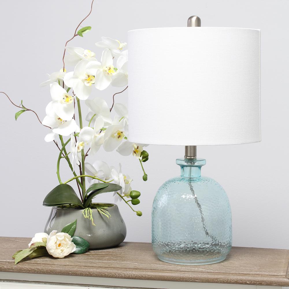 Elegant Designs Textured Glass Table Lamp, Clear Blue. Picture 4