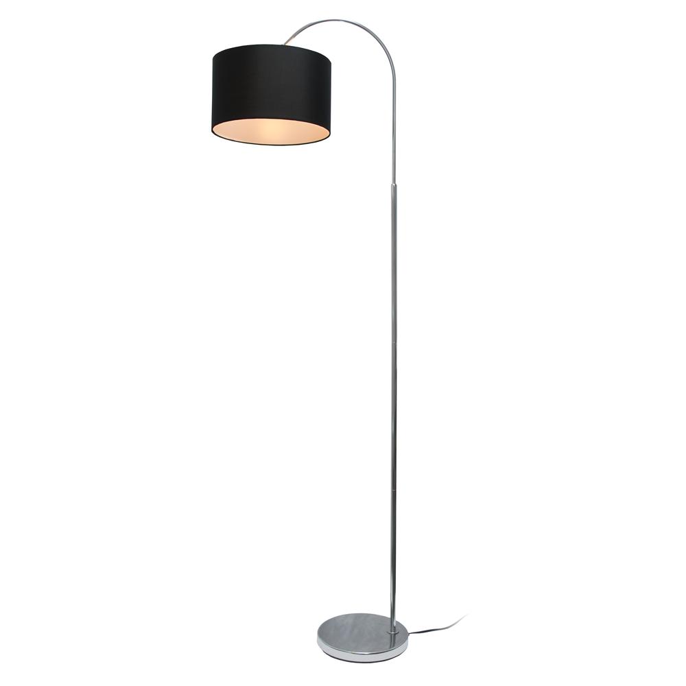 Arched Brushed Nickel Floor Lamp, Black Shade. Picture 2