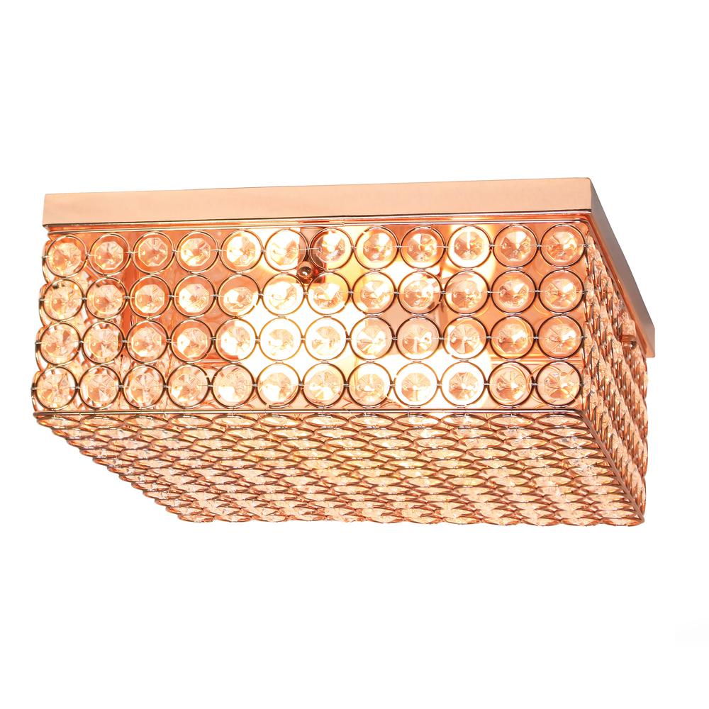 Glam 2 Light 12 Inch Square Flush Mount, Rose Gold. Picture 2