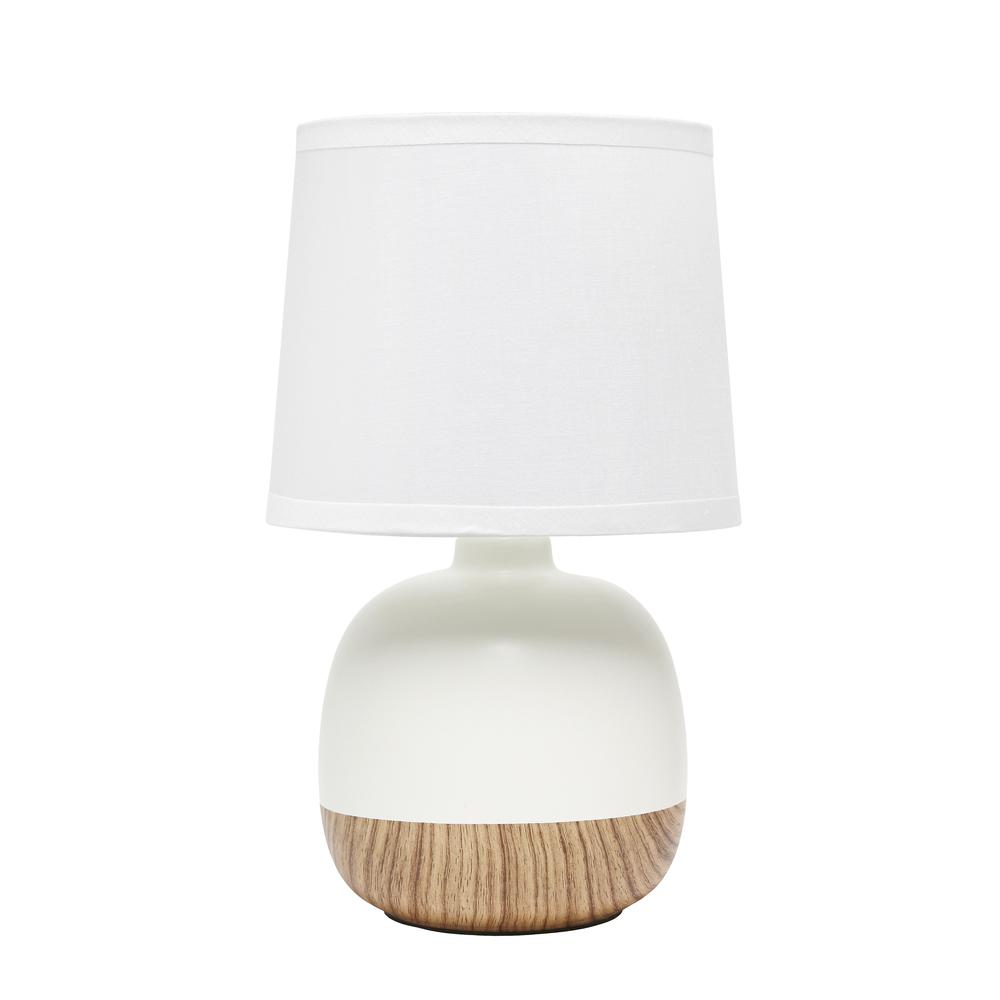 Petite Mid Century Table Lamp, Light Wood and White. Picture 1