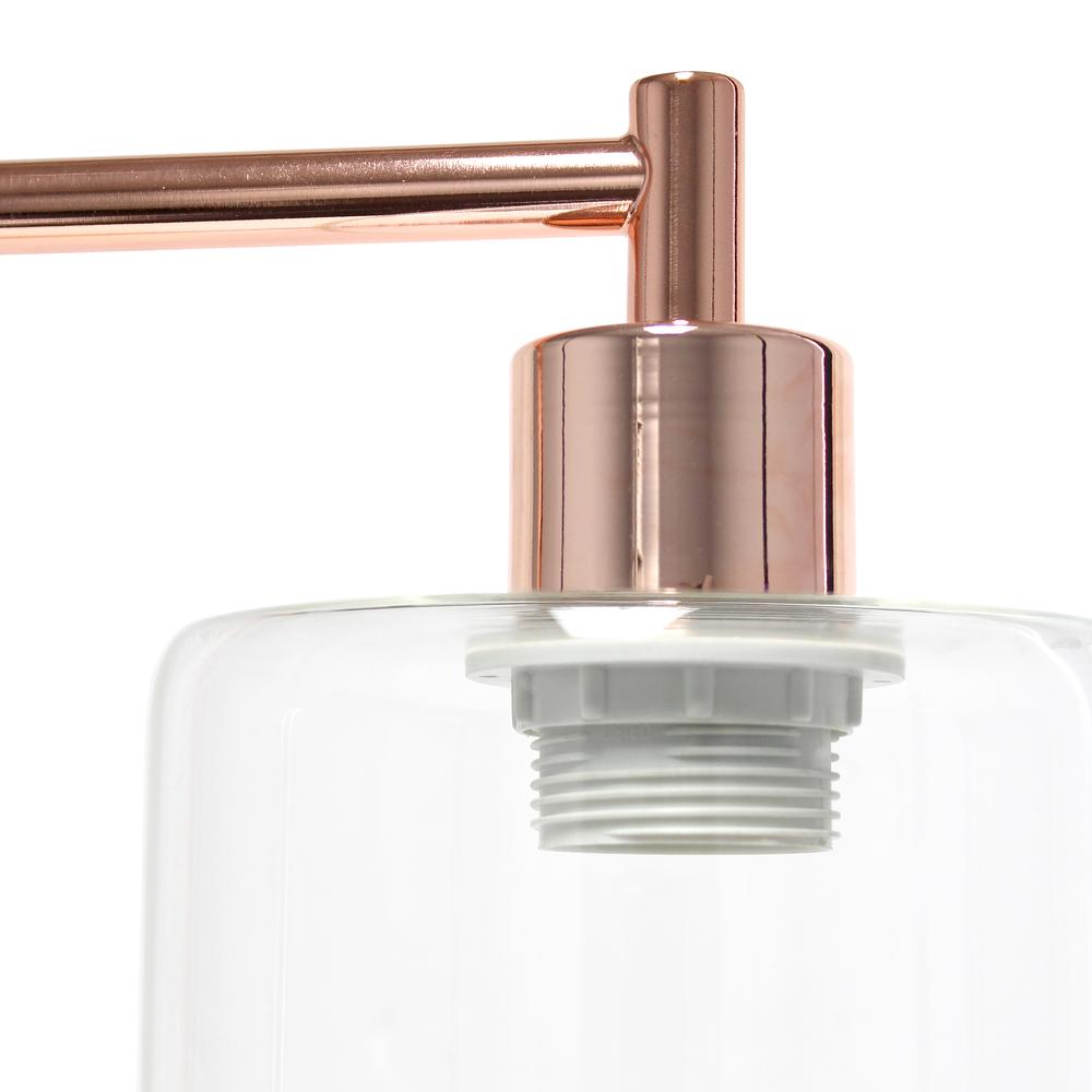 Modern Iron Desk Lamp with USB Port and Glass Shade, Rose Gold. Picture 6