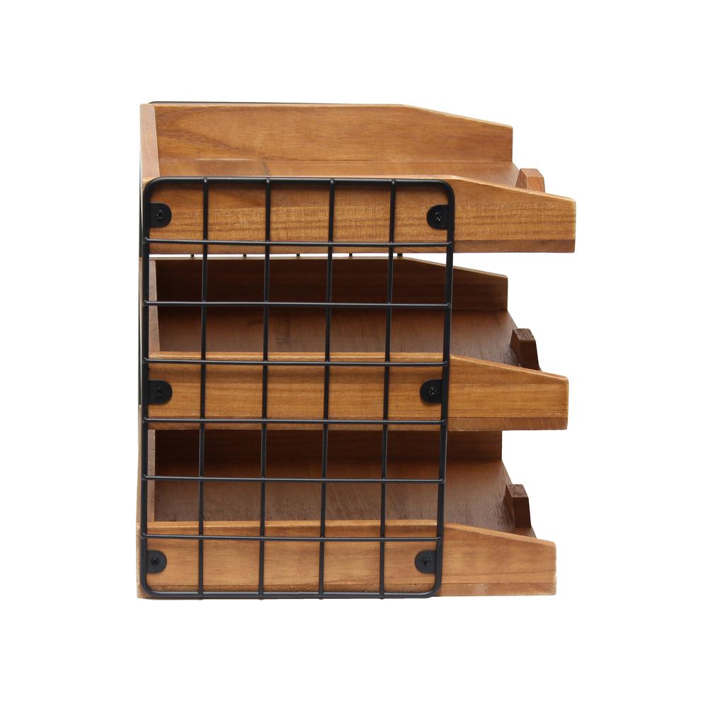 Home Office Wood Desk Organizer Mail Letter Tray with 3 Shelves. Picture 2