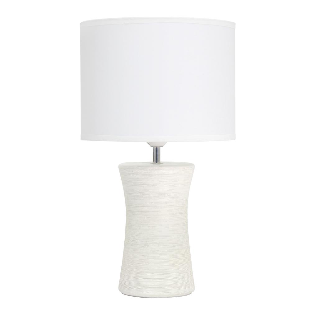 Ceramic Hourglass Table Lamp, Off White. Picture 1