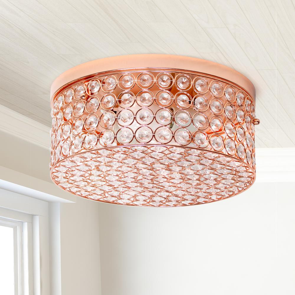 Glam 2 Light 12 Inch Round Flush Mount, Rose Gold. Picture 4