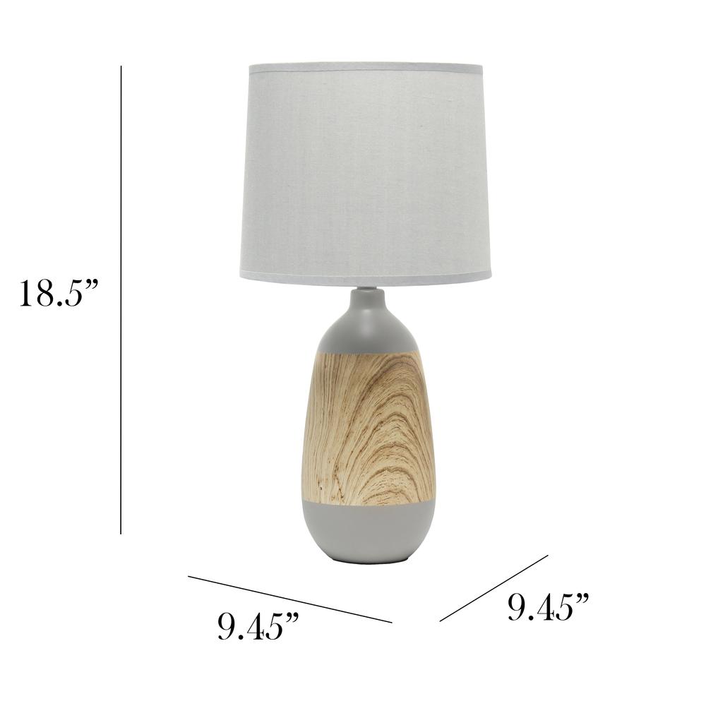 Ceramic Oblong Table Lamp, Light Wood and Gray. Picture 3