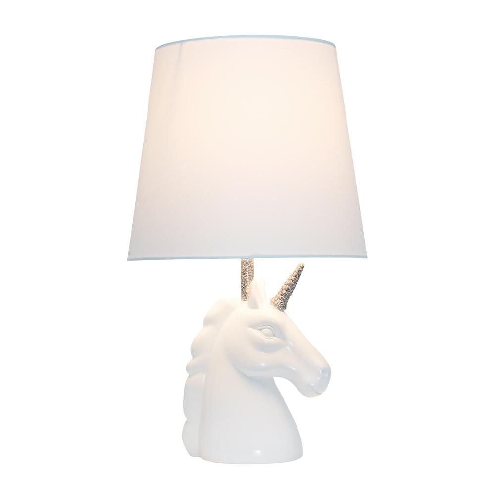 Sparkling Silver and White Unicorn Table Lamp. Picture 2