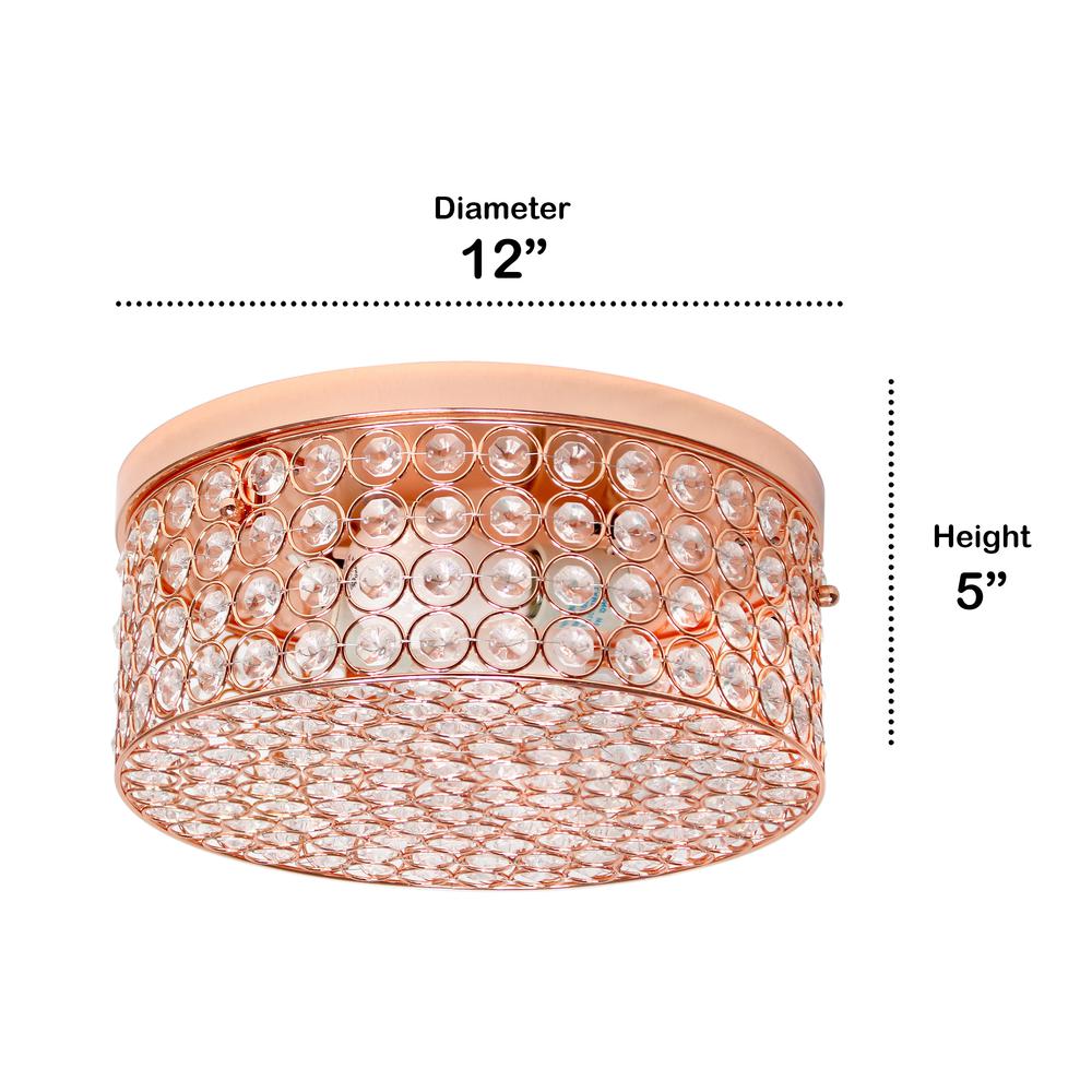 Glam 2 Light 12 Inch Round Flush Mount, Rose Gold. Picture 3
