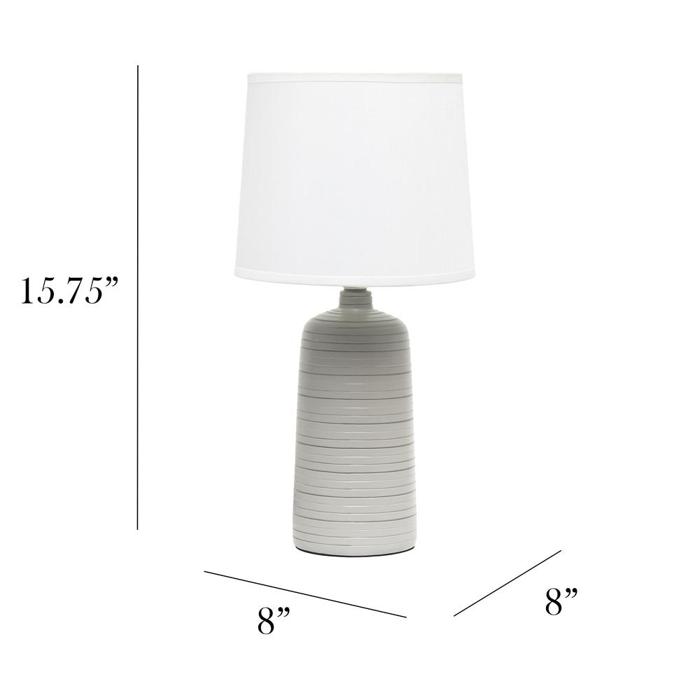 Textured Linear Ceramic Table Lamp, Taupe. Picture 3