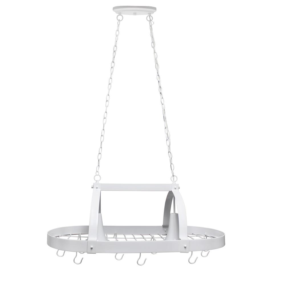 Elegant Designs White 2 Light Kitchen Pot Rack with Downlights. The main picture.