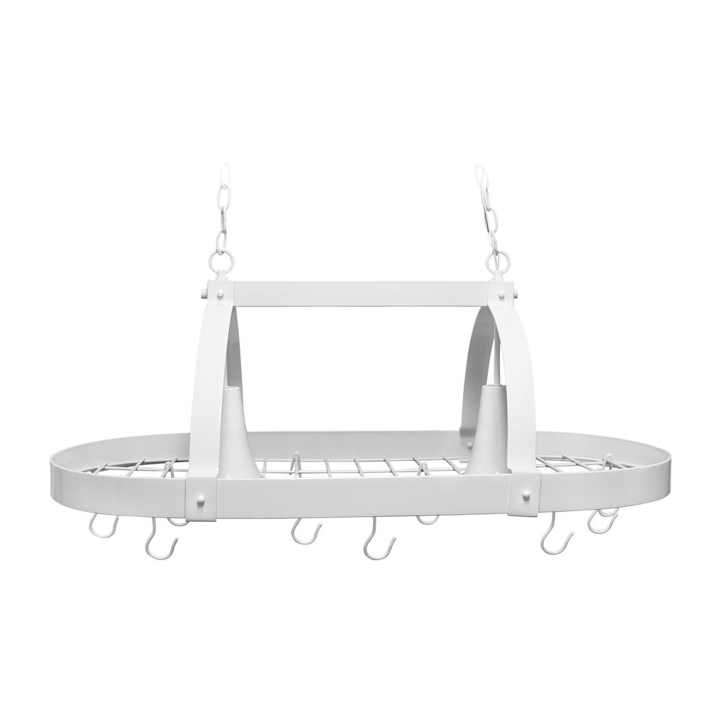 Elegant Designs White 2 Light Kitchen Pot Rack with Downlights. Picture 10
