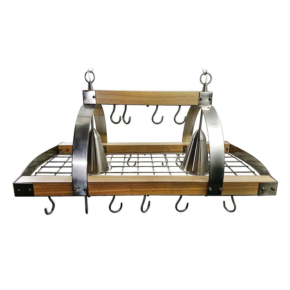 2 Light Kitchen Wood Pot Rack with Downlights. Picture 3
