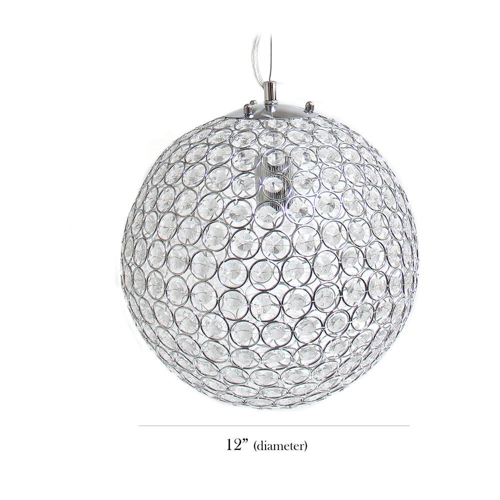 Elegant Designs 12"  Round Genuine Crystal Ball Pendant Sphere with Chrome Accents. Picture 1