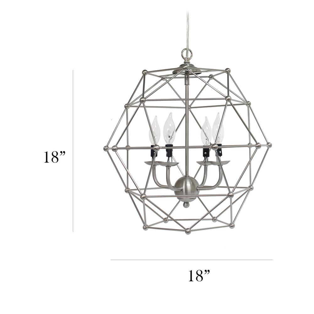 Elegant Designs 4 Light Hexagon Industrial Rustic Pendant Light, Brushed Nickel. Picture 2
