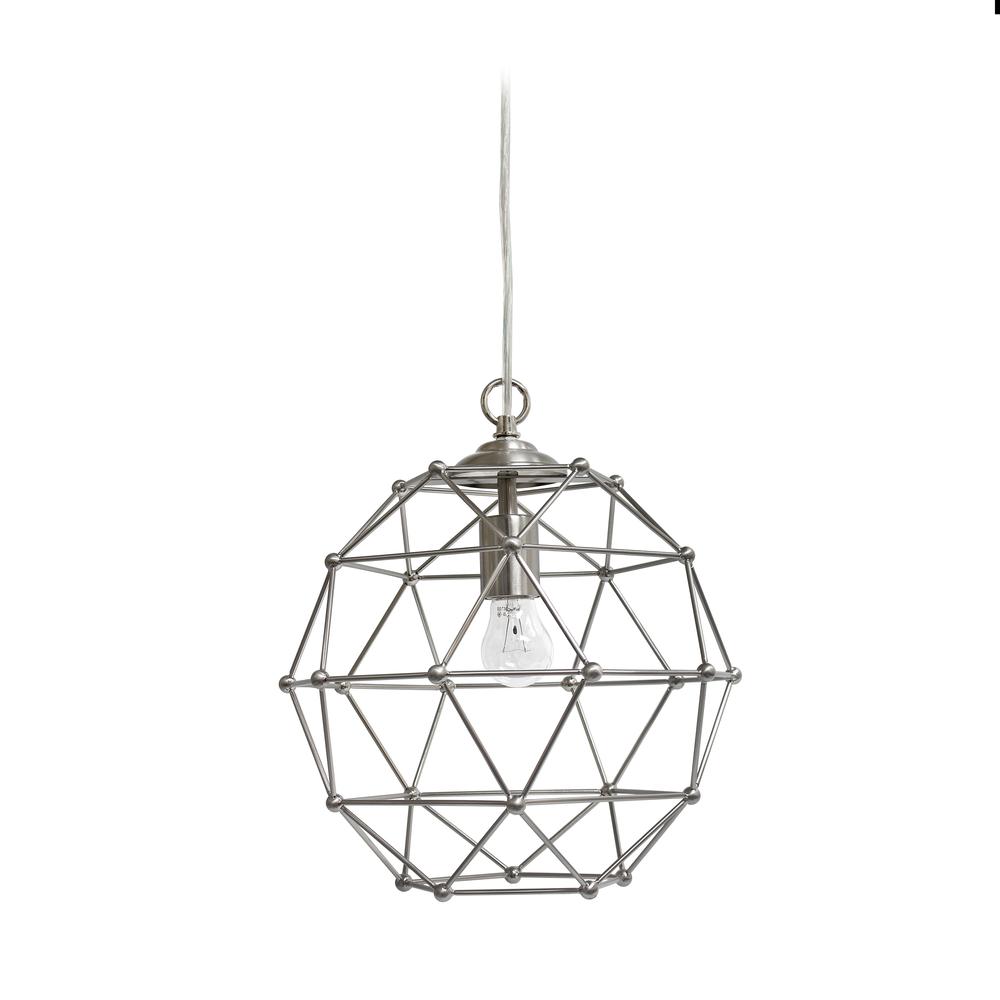 Elegant Designs 1 Light Hexagon Industrial Rustic Pendant Light, Brushed Nickel. Picture 4
