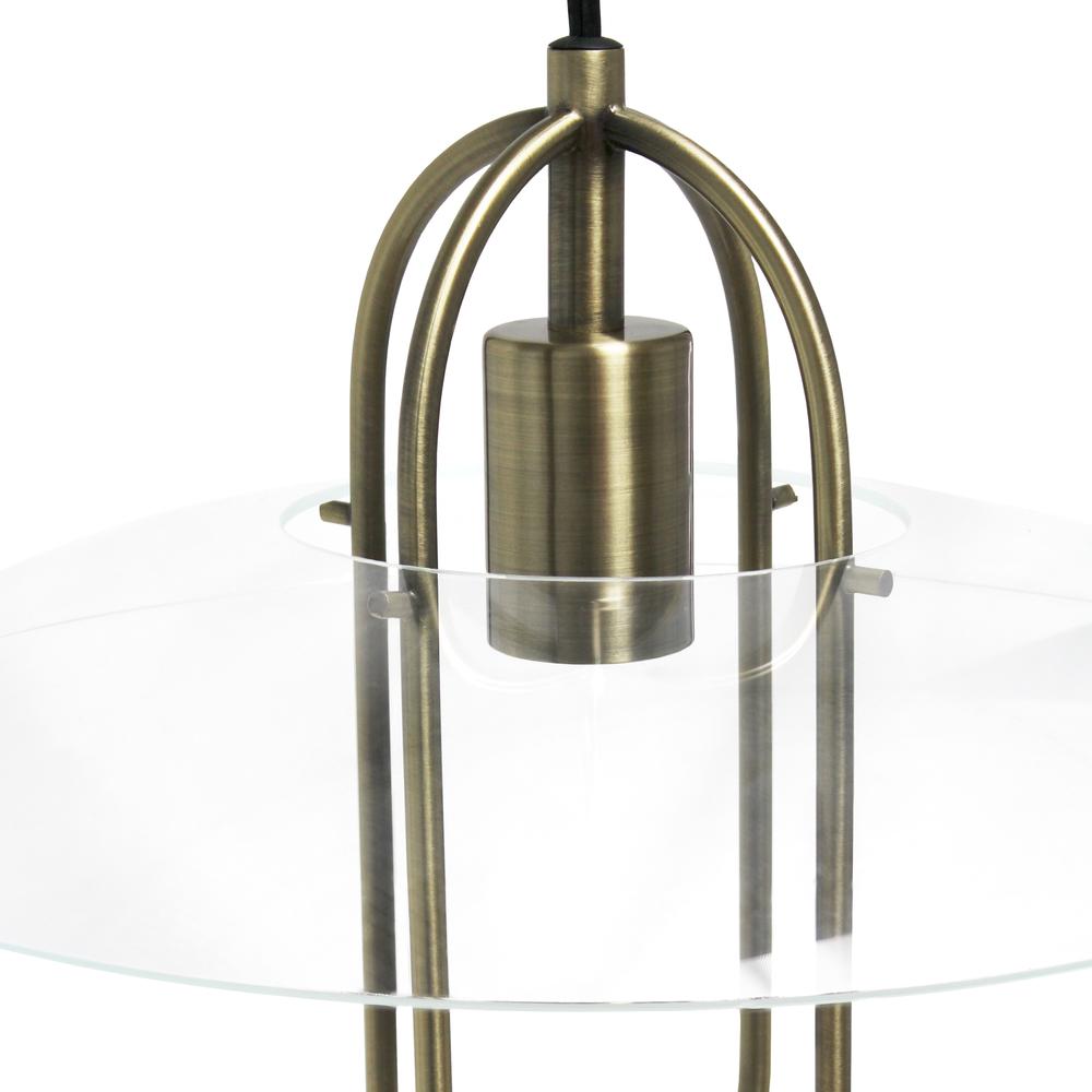 Simple Designs 1 Light Modern Metal Pendant Light, Antique Brass. Picture 3