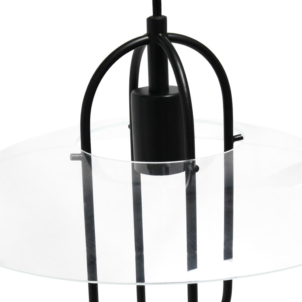Simple Designs 1 Light Modern Metal Pendant Light, Black. Picture 3