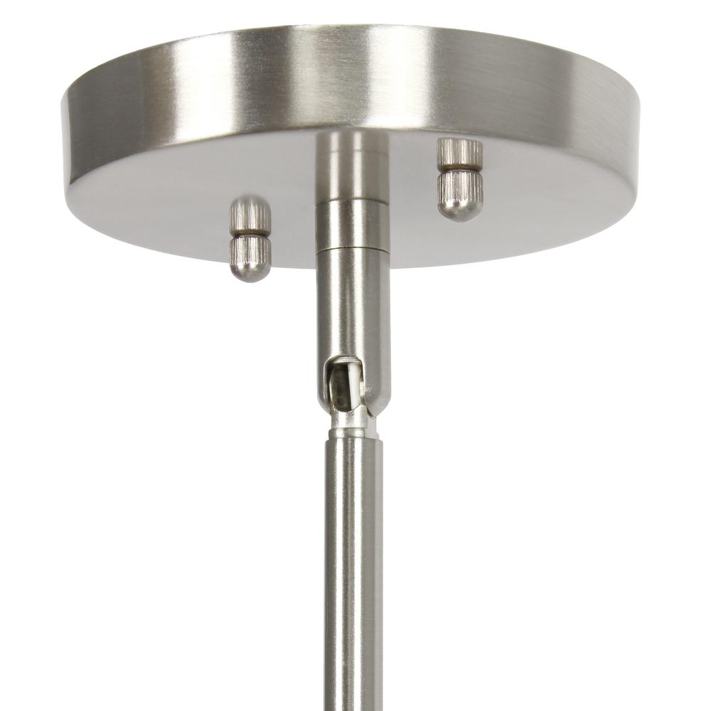 9.25" Modern 1-Light Metal and Clear Hanging Ceiling Pendant, Brushed Nickel. Picture 3