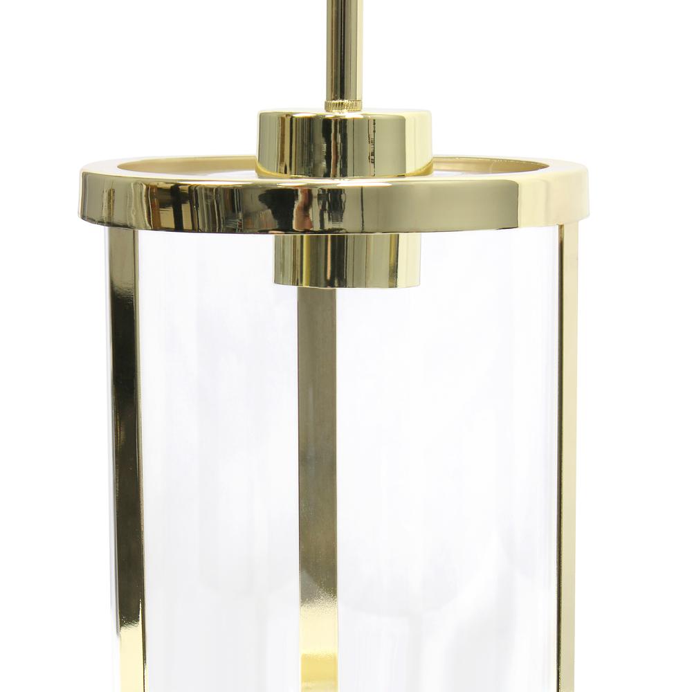 9.25" Modern 1-Light Metal and Clear Hanging Ceiling Pendant, Gold. Picture 5
