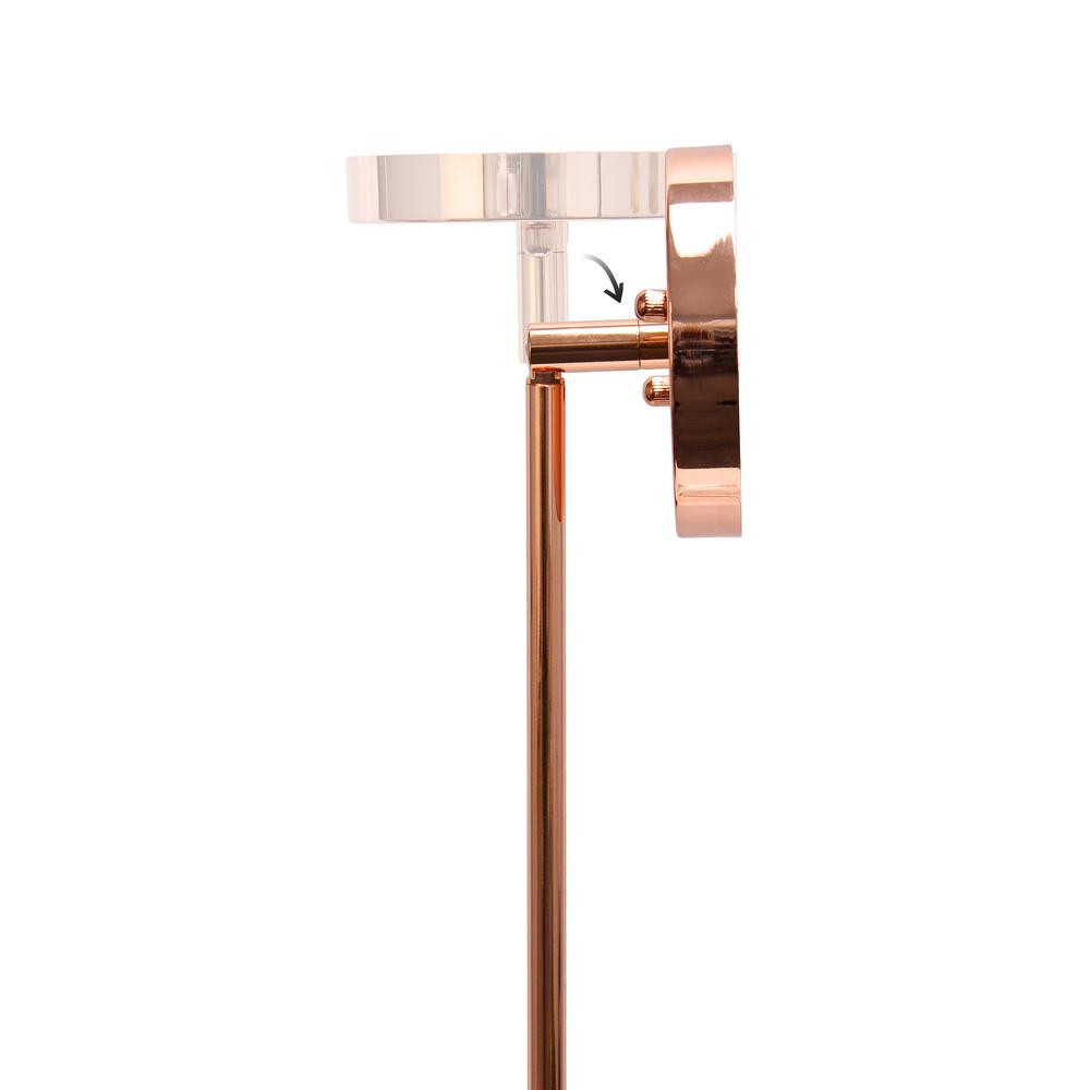 9.25" Modern 1-Light Metal and Clear Ceiling Pendant, Rose Gold. Picture 4