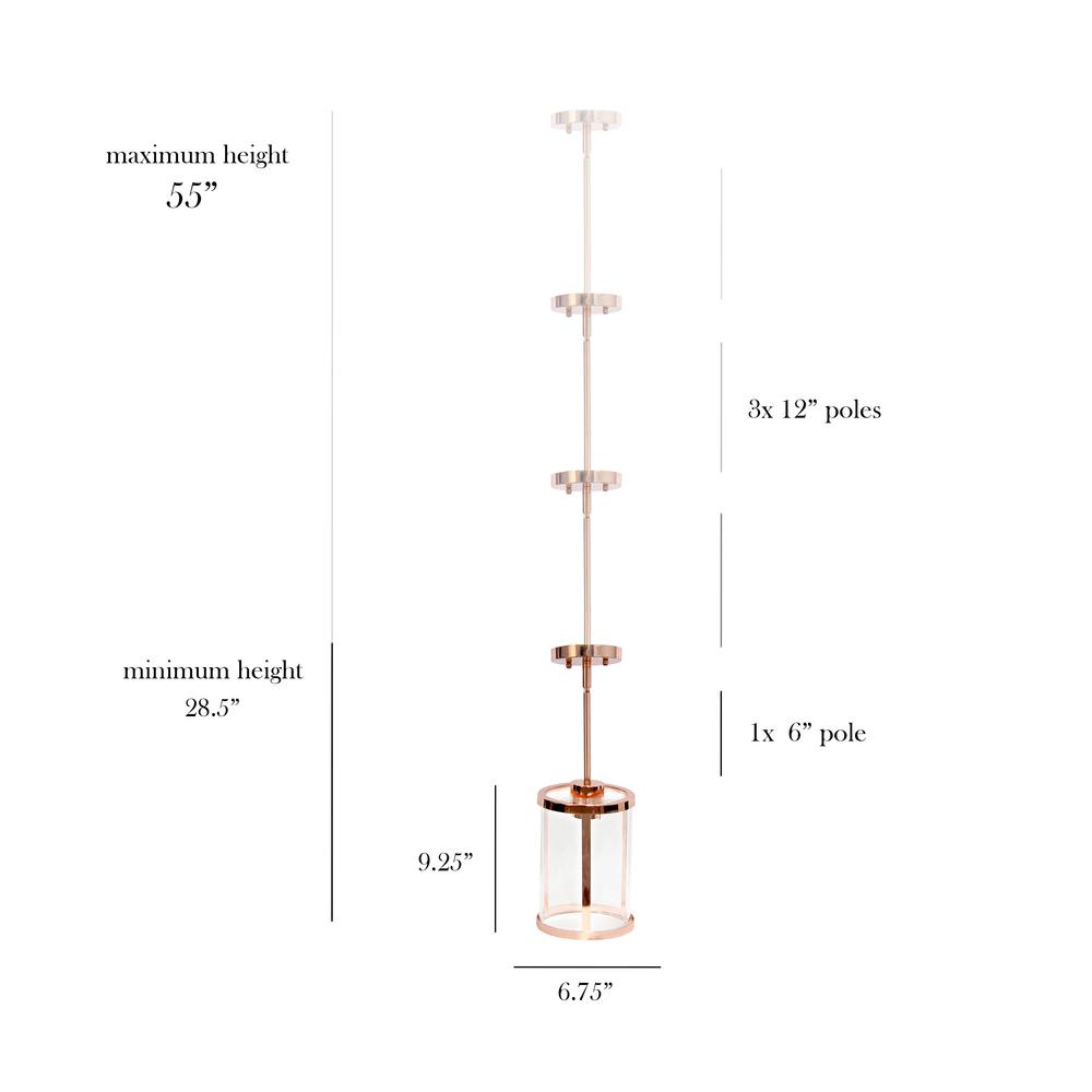 9.25" Modern 1-Light Metal and Clear Ceiling Pendant, Rose Gold. Picture 6
