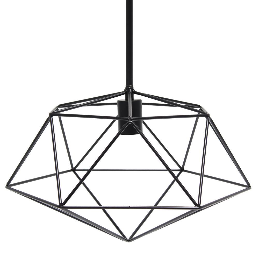 16" Wire Cage Hanging Ceiling 1 Light Fixture, Black. Picture 5