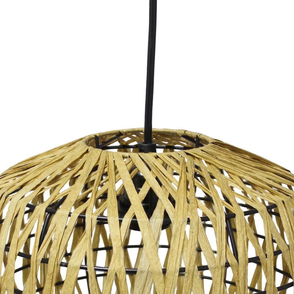 11.38" 1-Light Woven Paper Rope Hanging Ceiling Pendant, Natural. Picture 4