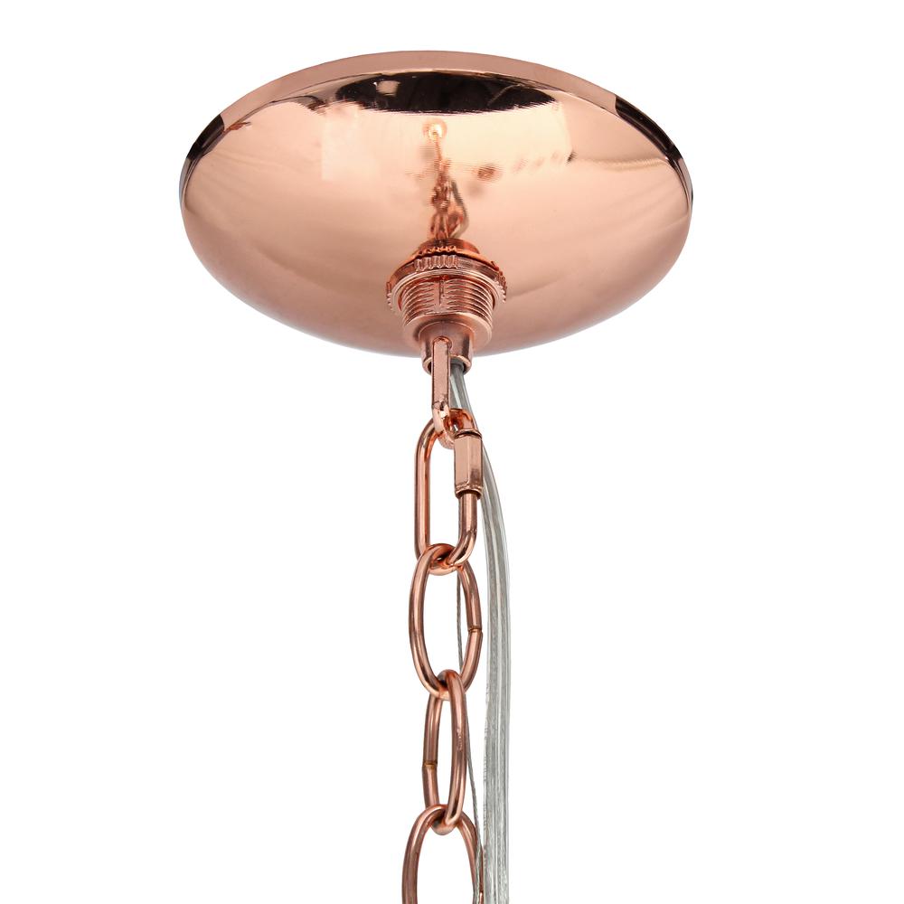 15" 3-Light Metal Clear Glass Foyer Hanging Pendant Chandelier, Rose Gold. Picture 2