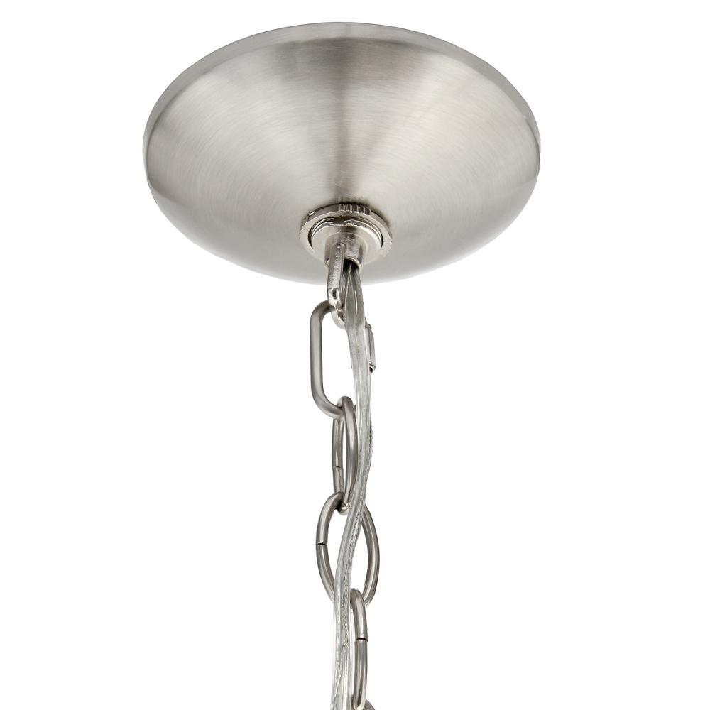 20.5" 5-Light Metal Clear Glass Den Hanging Pendant Chandelier, Brushed Nickel. Picture 2