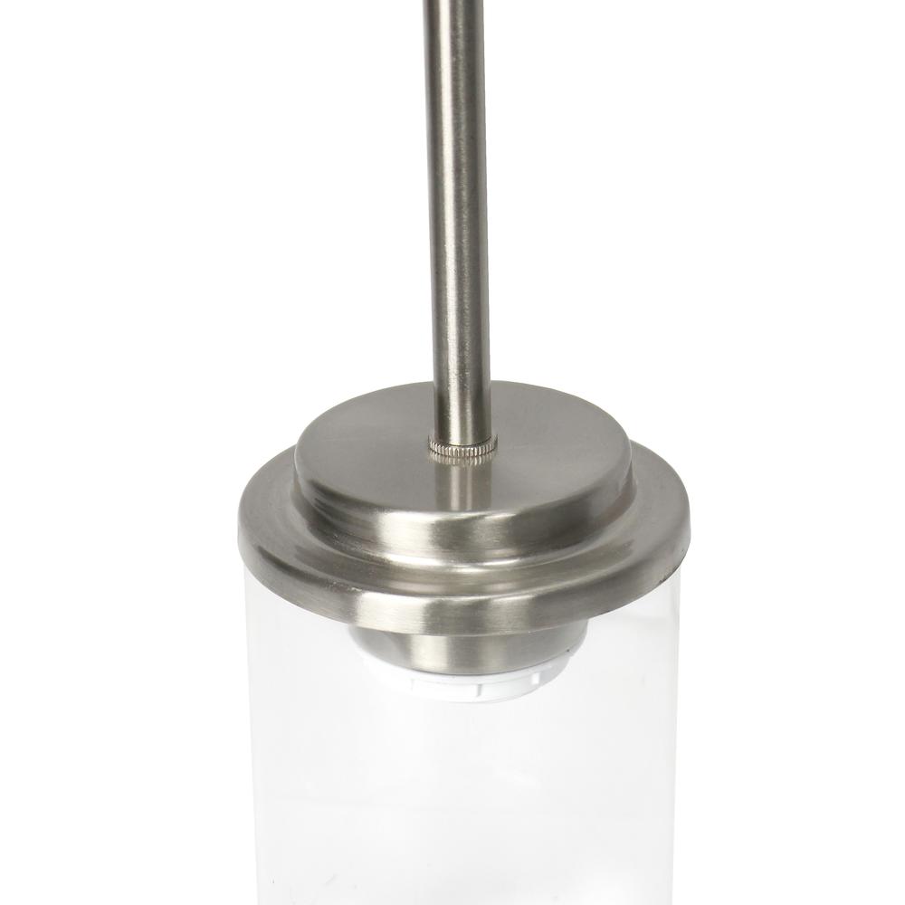 5.75" 1-Light Cylindrical Clear Hanging Ceiling Pendant, Brushed Nickel. Picture 5