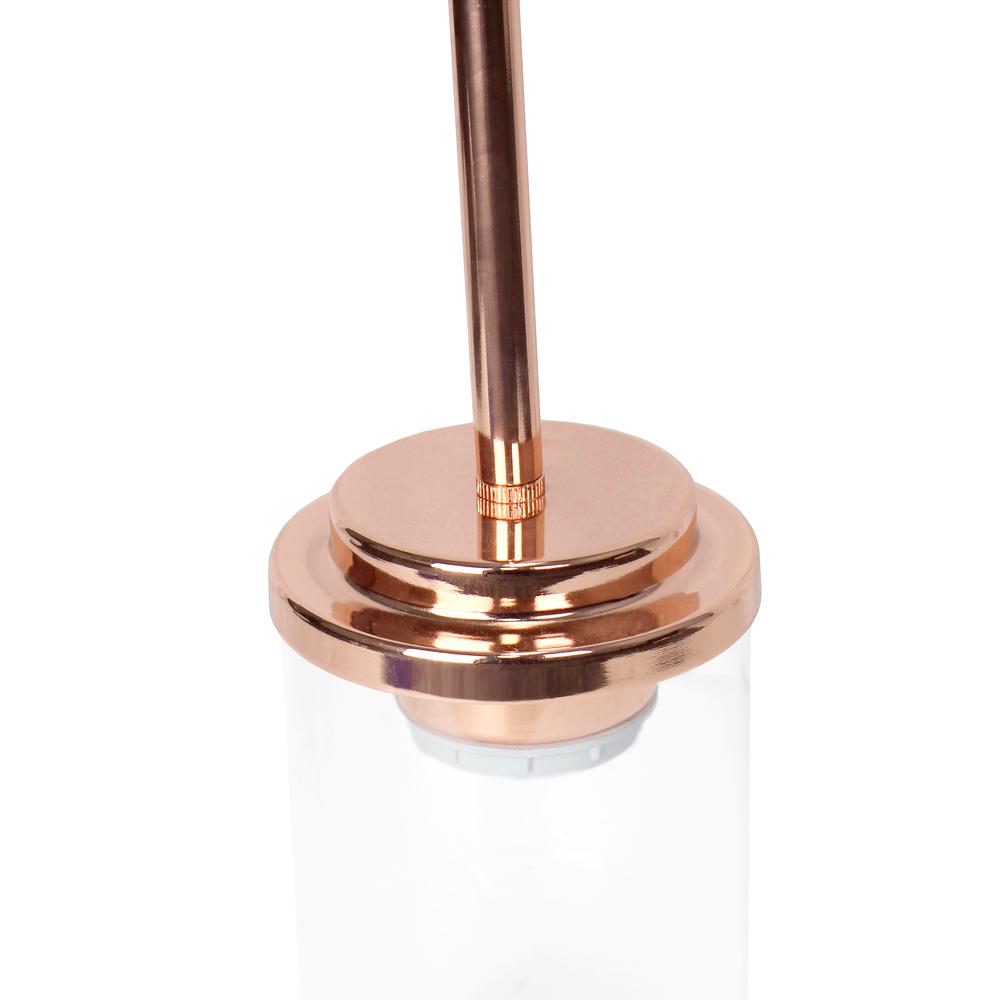 5.75" 1-Light Cylindrical Clear Glass Hanging Ceiling Pendant, Rose Gold. Picture 2