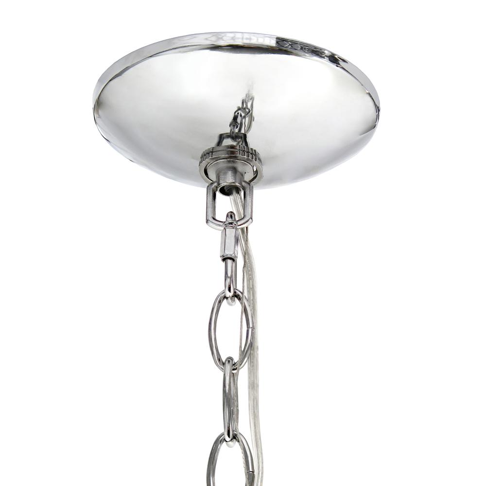 18" 3-Light Metal Clear Hanging Ceiling Pendant, Chrome. Picture 3