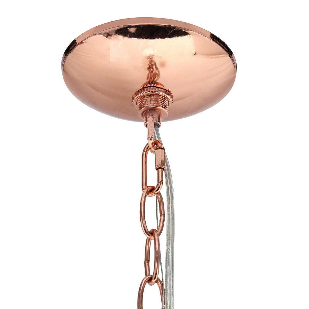 18" 3-Light Metal Clear Glass Hanging Ceiling Pendant, Rose Gold. Picture 4