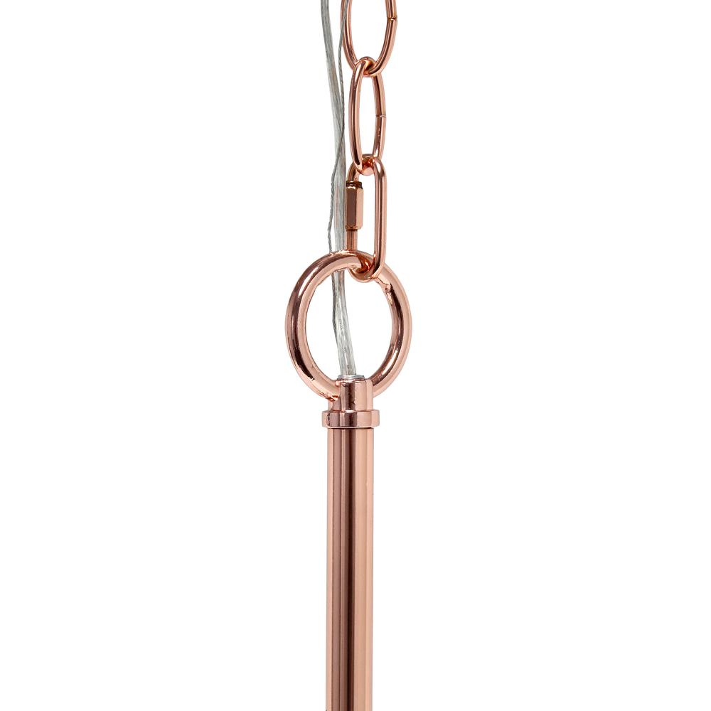 18" 3-Light Metal Clear Glass Hanging Ceiling Pendant, Rose Gold. Picture 2