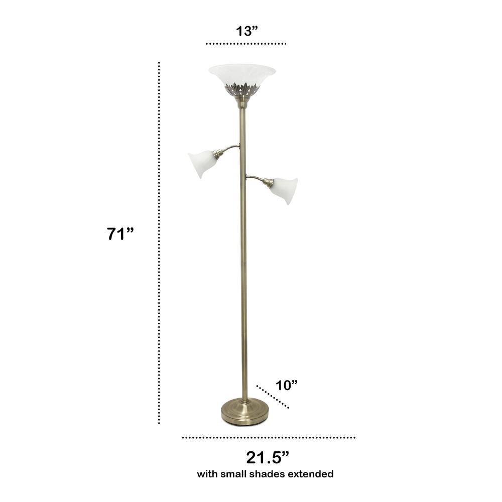 Lalia Home Torchiere Floor Lamp with 2 Reading Lights. Picture 3