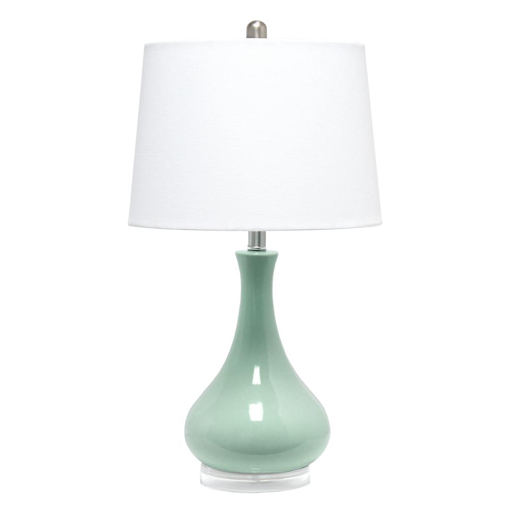 Droplet Table Lamp with Fabric Shade, Aqua. Picture 1