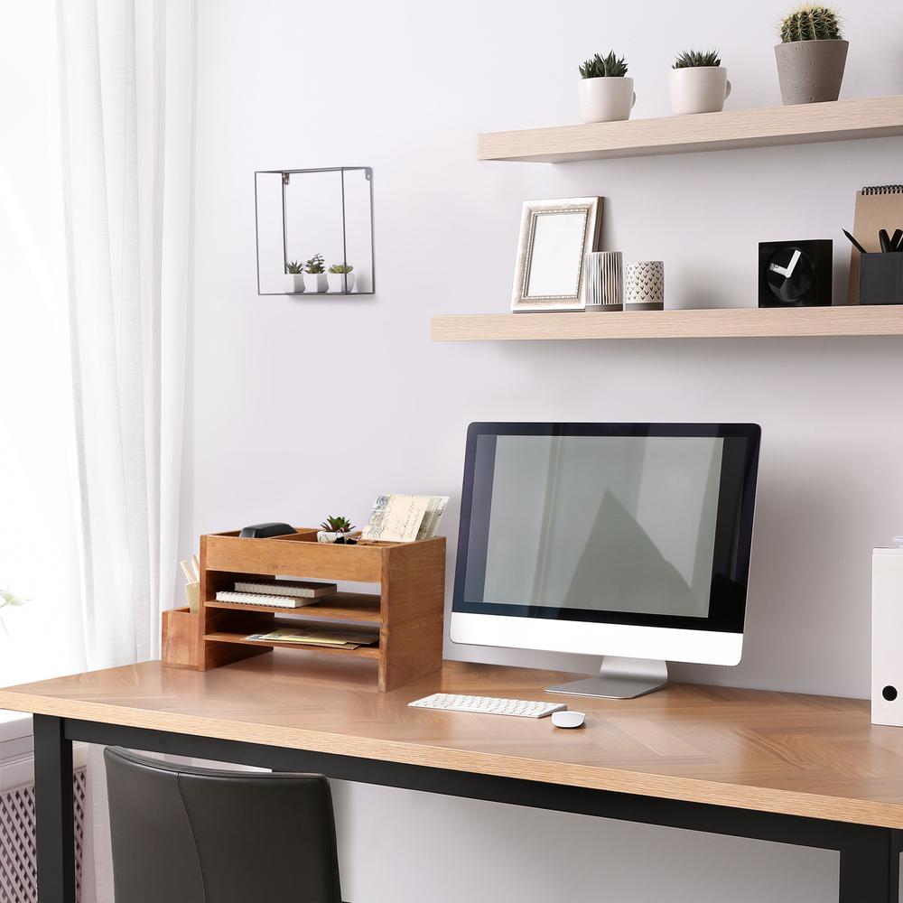 Home Office Tiered Desk Organizer with Storage Cubbies and Letter Tray. Picture 6