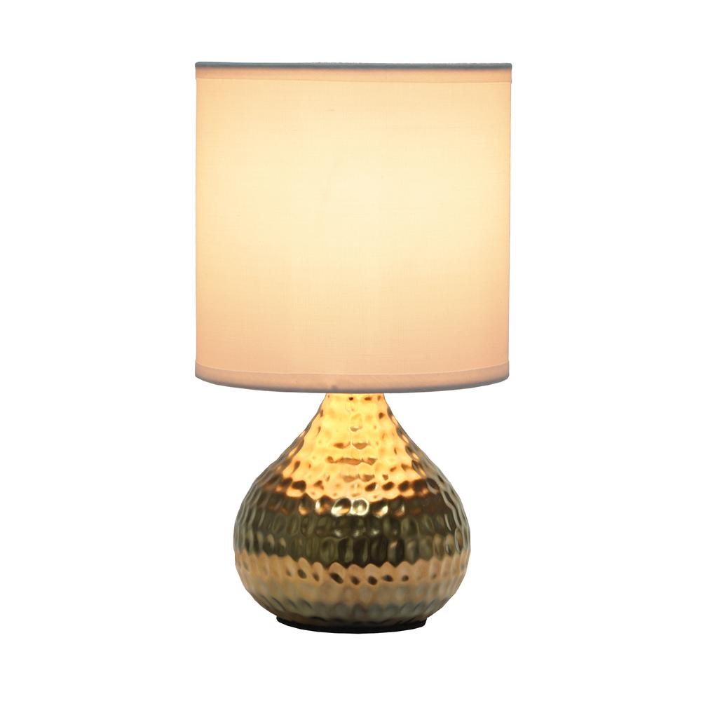 Hammered Gold Drip Mini Table Lamp, White. Picture 2