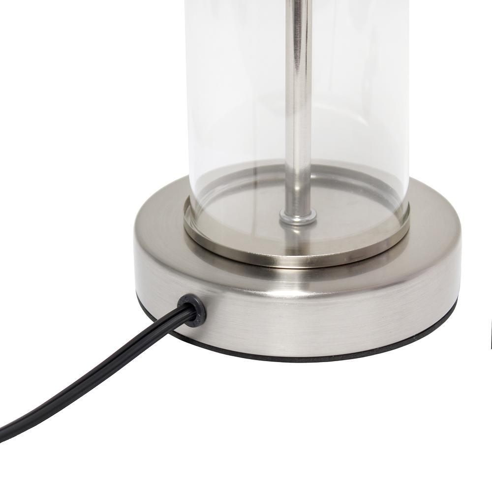 Encased Metal and Clear Glass Table Lamp, Brushed Nickel and Black. Picture 7