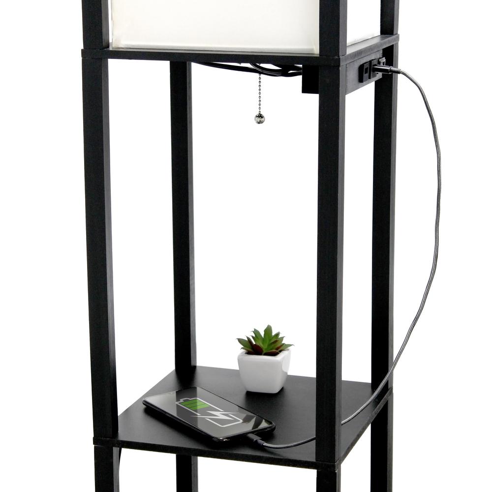 Floor Lamp Etagere Organizer Storage Shelf with 2 USB Charging Ports1 Charging Outlet. Picture 6