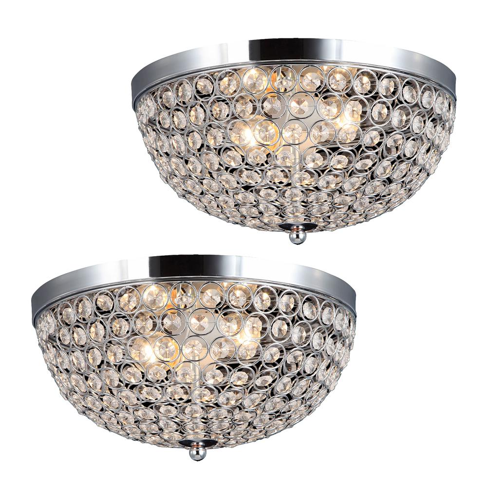 Lalia Home Crystal Glam 2 Light Ceiling Flush Mount 2 Pack, Chrome. Picture 1