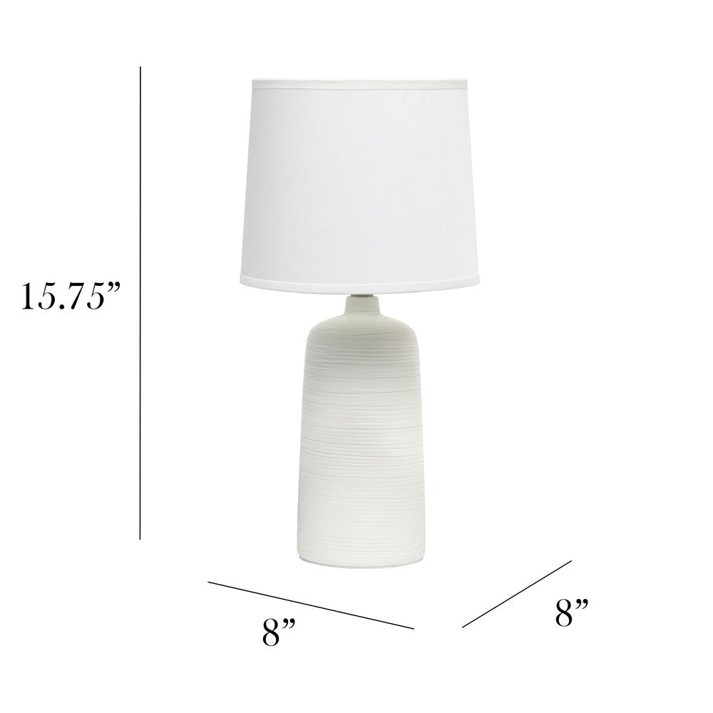 Textured Linear Ceramic Table Lamp, Off White. Picture 3