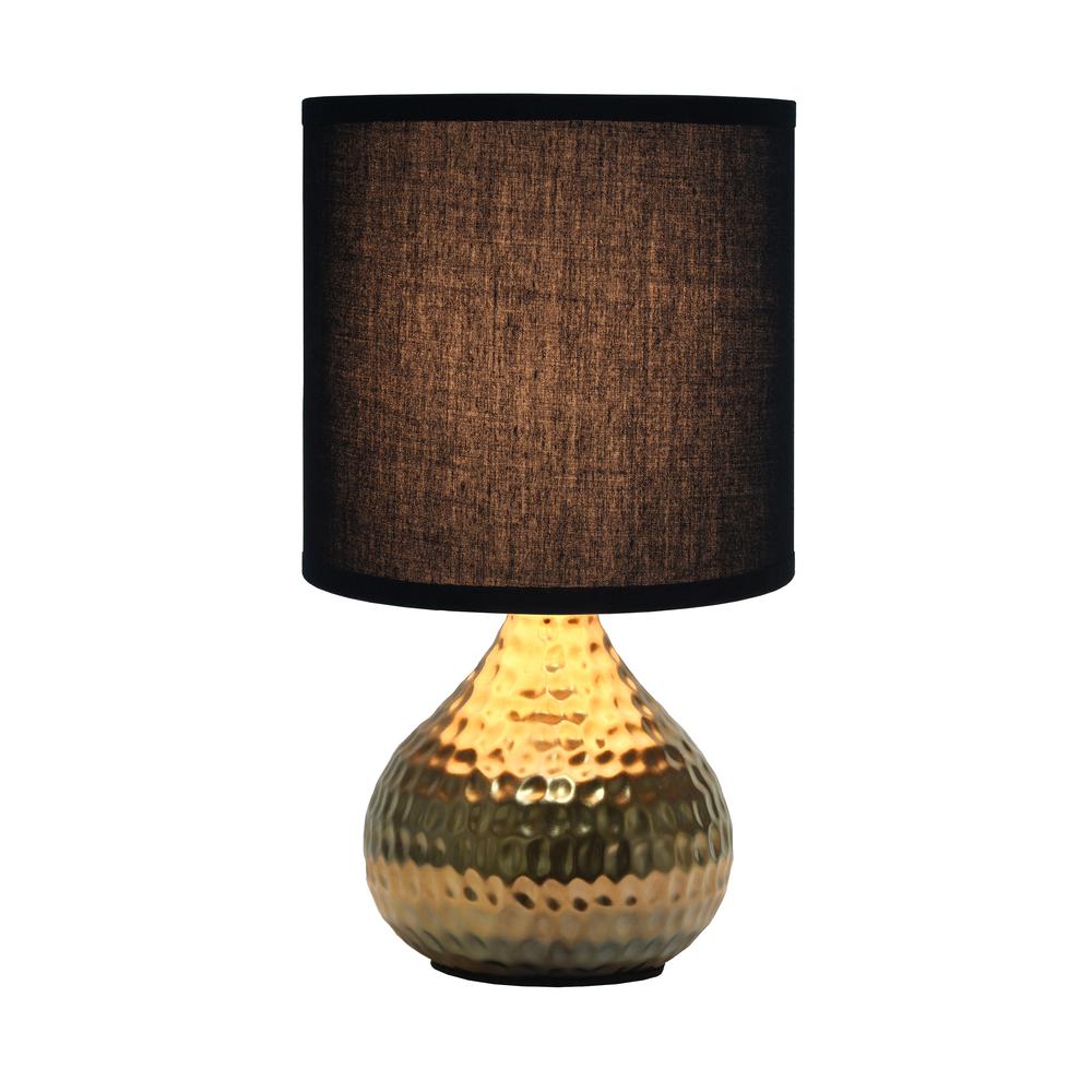 Hammered Gold Drip Mini Table Lamp, Black. Picture 2