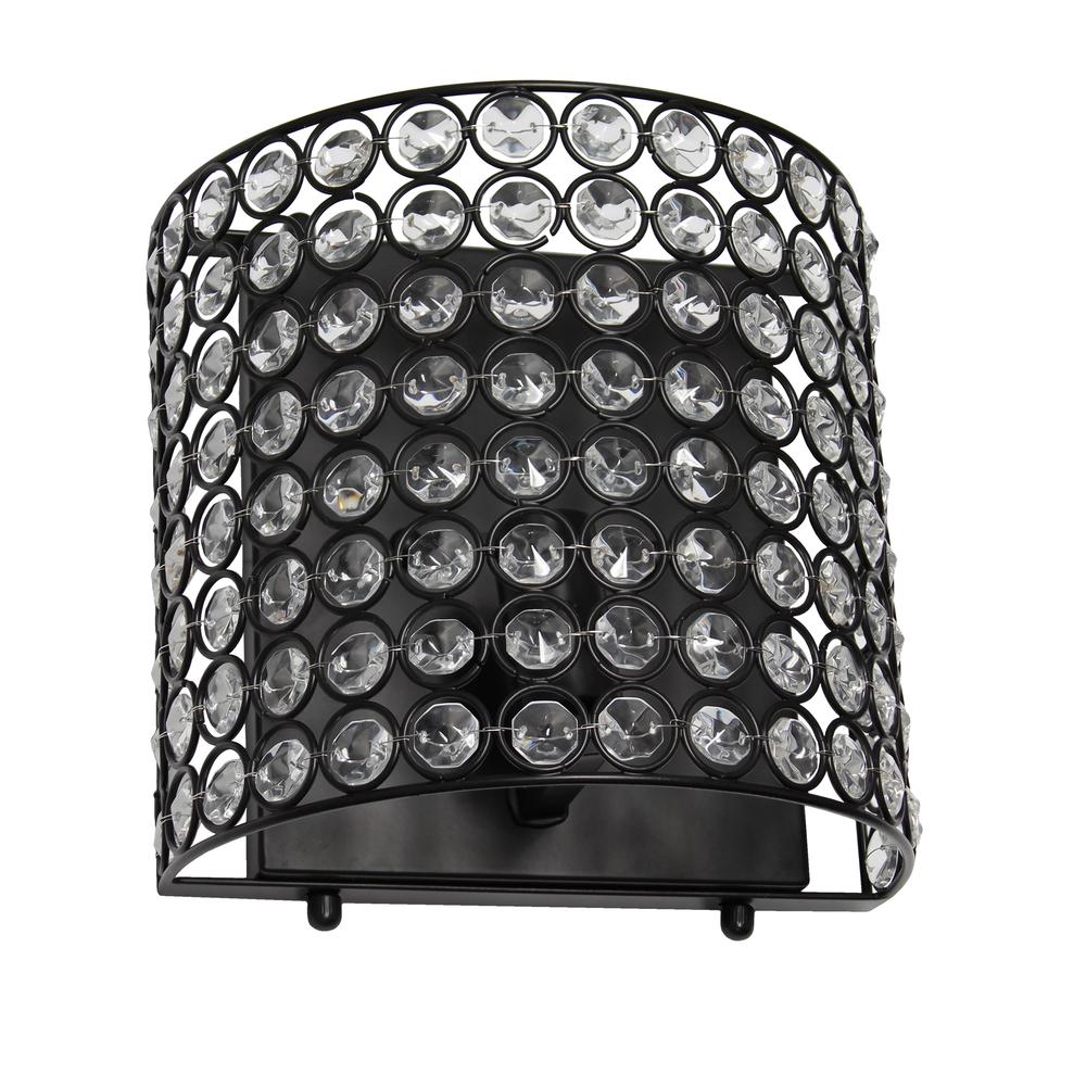 1-Light Modern 8" Crystal Metal Wall Sconce Lighting Fixture Bedside, Black. Picture 8
