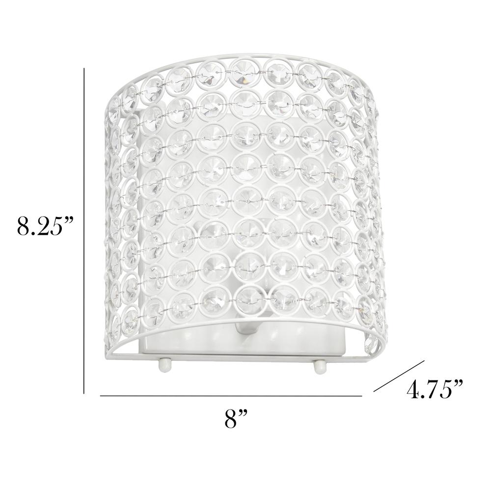 1-Light Modern 8" Crystal Metal Wall Sconce Lighting Fixture, White. Picture 3