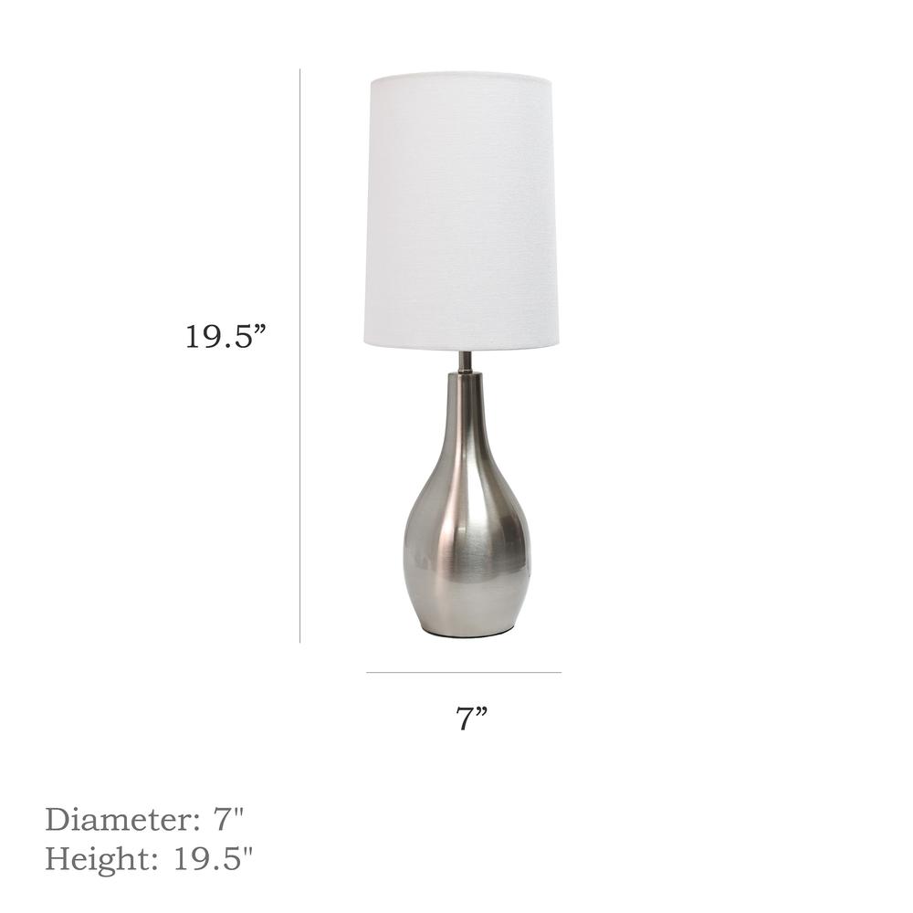 1 Light Tear Drop Table Lamp, Brushed Nickel. Picture 6