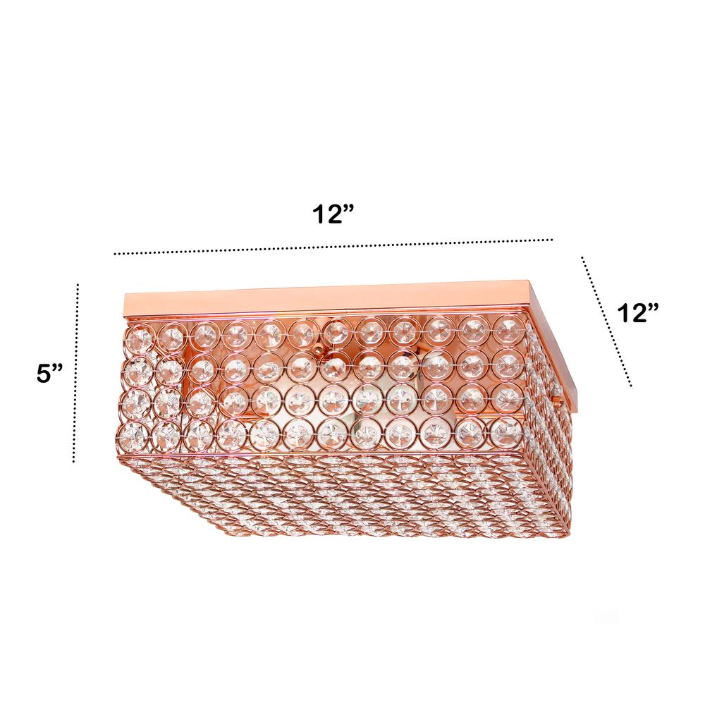 Glam 2 Light 12 Inch Square Flush Mount, Rose Gold. Picture 3