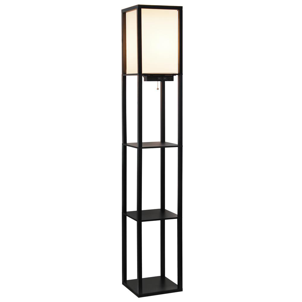 Floor Lamp Etagere Organizer Storage Shelf with 2 USB Charging Ports1 Charging Outlet. Picture 2